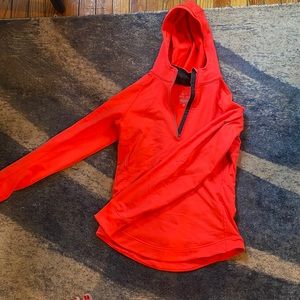 Neon coral dri fit, fleece long sleeve running hoodie by  nike